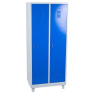 Vestiaire indust. salissant 2 colonnes s/pieds L80cm-serrure moraillon gris/bleu