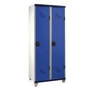 Vestiaire industrie salissante sur pieds L120 cm-3 colonnes serrure moraillon bleu