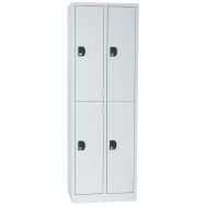 Vestiaire monobloc Modulo 4 cases 2 colonnes de 300 mm, portes gris clair