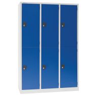 Vestiaire monobloc Modulo 6 cases 3 colonnes de 400 mm, portes bleues