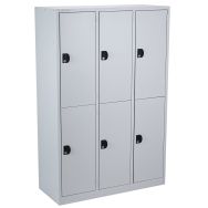 Vestiaire monobloc Modulo 6 cases 3 colonnes de 400 mm, portes gris clair