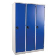 Vestiaire monobloc Modulo Larg 300 3 colonnes Gris clair/Bleu
