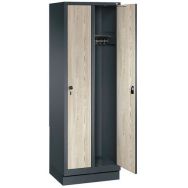 Vestiaire monobloc porte bois Evolo - 2 colonnes Largeur 300 mm Anthracite/Frêne