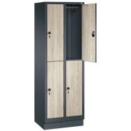 Vestiaire multicases porte bois Evolo II - 2 col./4 cases  Larg. 300 mm