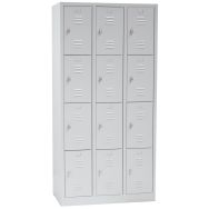 Vestiaire multicases/socle L=300/3 colonnes 4 cases/gris