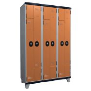 Vestiaire porte en L 3 colonnes 400 mm sur pieds moraillon Abricot
