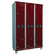 Vestiaire portes en L moraillon sur pieds largeur 400 mm 3 colonnes Acial