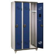 Vestiaire sur pieds industrie propre moraillon 900 mm 3 colonnes bleu