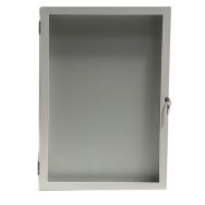 Vitrine d'exterieur porte battante - Fond aluminium -cadre blanc - AME