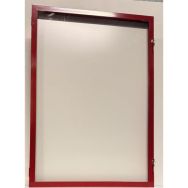 Vitrine d'exterieur porte battante - Fond aluminium -cadre rouge - AME