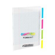 '4 cahiers en 1' couverture polypropylène 24x32 cm piqûre 140 pages seyes 90g