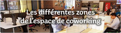 Les différentes zones de l’espace de coworking Les différentes zones de l’espace de coworking