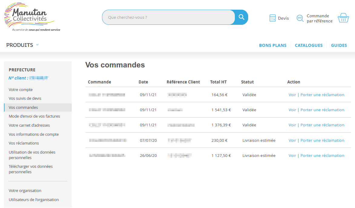 Espace client - Statut vos commandes Espace client - Statut vos commandes