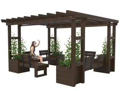 Assises et jardinières Palma avec pergola Assises et jardinières Palma avec pergola