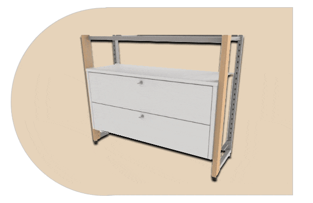 caisson multimédia à tiroirs pour rayonnage