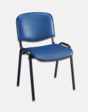 Chaise vinyle bleue piètement noir