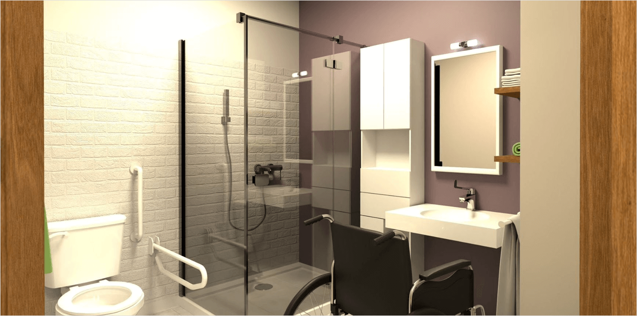 Salle de bain adaptée aux résidents d’EHPAD