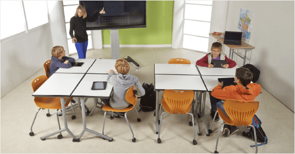 tables de classe en ateliers