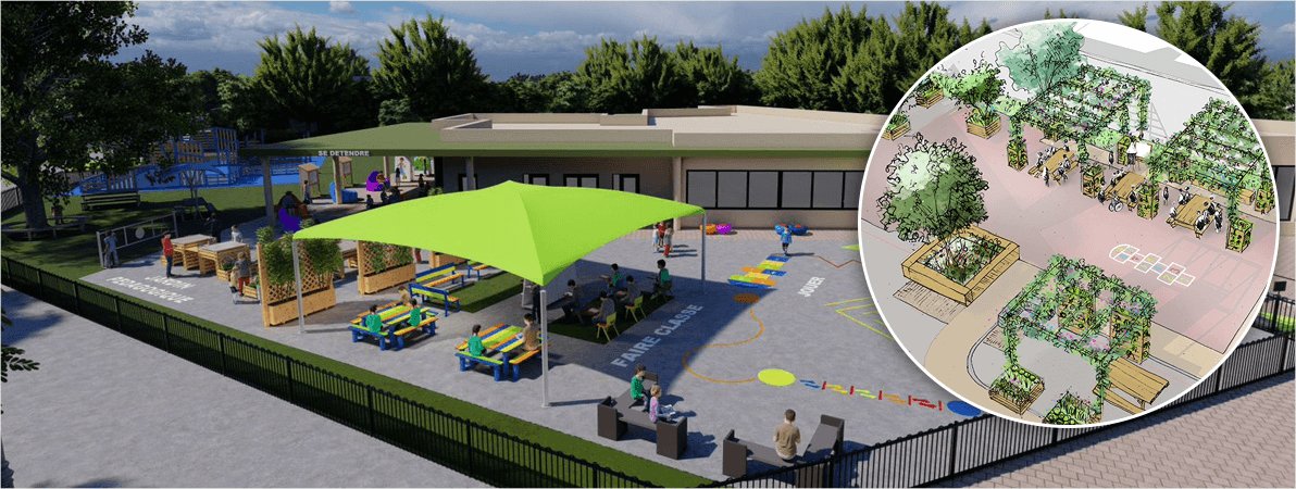 Une cour de récréation pour faire classe dehors Une cour de récréation pour faire classe dehors