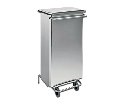 Conteneur mobile à pédale frontale amovible inox 110L - Manutan