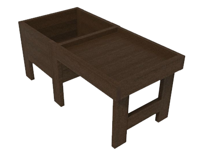 Jardinière 4 pieds et table de rempotage en prolongement Jardinière 4 pieds et table de rempotage en prolongement