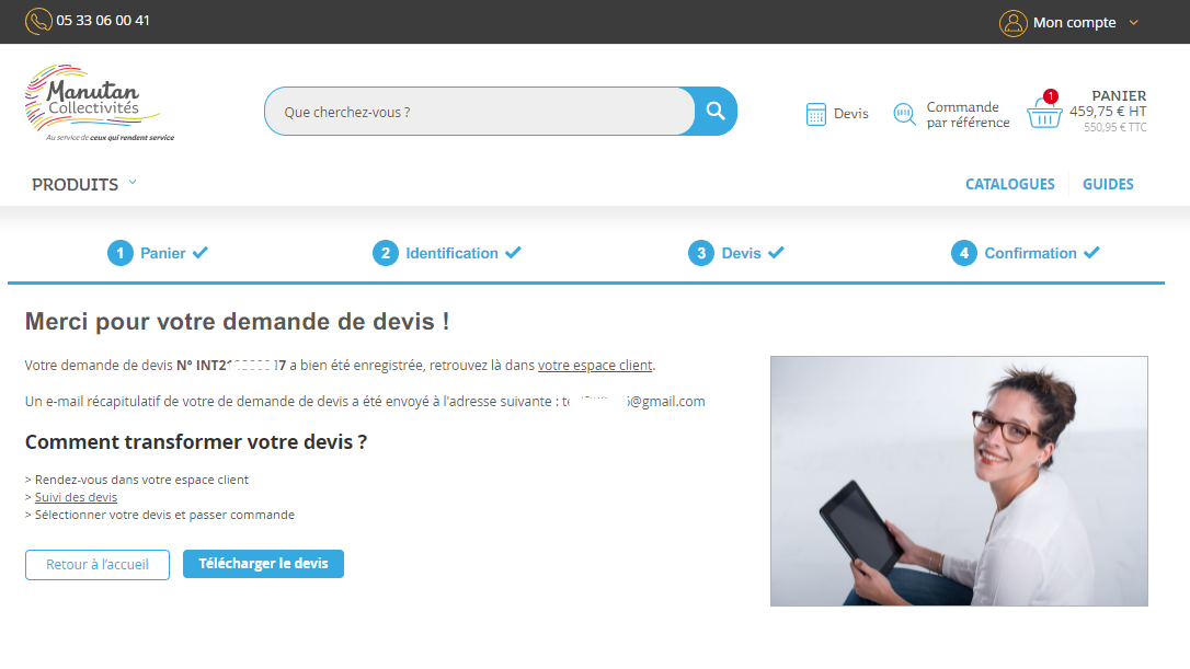 page de confirmation de devis page de confirmation de devis