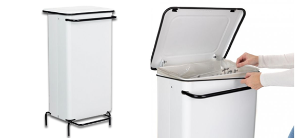Poubelle statique à pedale 110 L Blanc - Manutan