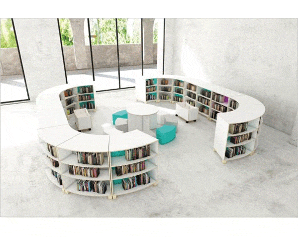 rayonnage bibliothèque double face sur pieds