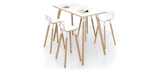 Table haute à plateau stratifié 160x80 H110 cm blanc